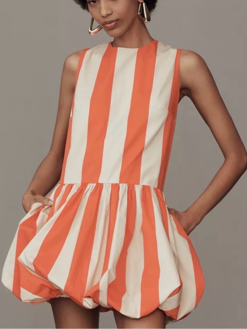 Mare Mare Red and Cream Striped Drop-Waist Dress - Picture 3 of 3